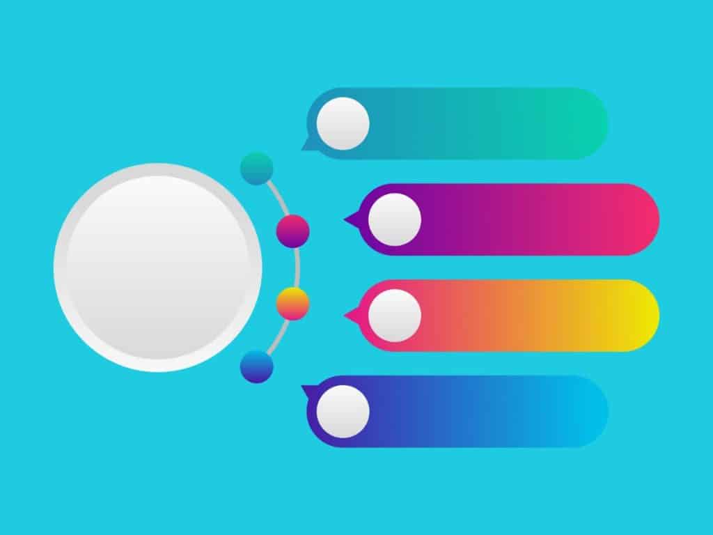 Colorful analytics bars and graphs for buyer persona data points.