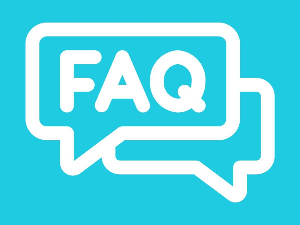 Blue FAQ speech bubble icon for marketing frequently asked questions.